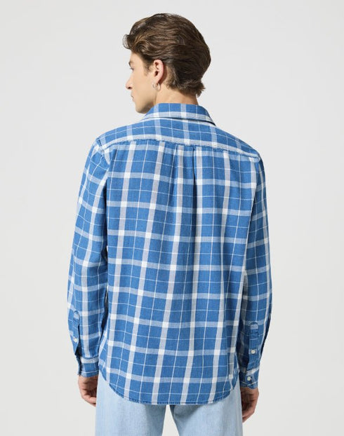 Wrangler Men's 1 Pocket Shirt In Blue Indigo